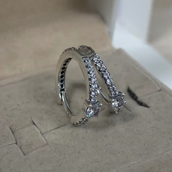 Pandora Sparkling Hoop Earrings - Picture 6 of 7